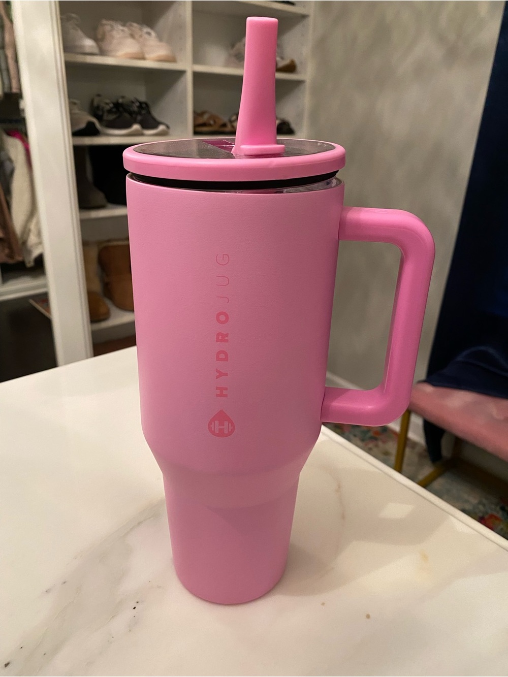 HydroJug Pink Tall Insulated Tumbler with Handle and Straw Lid